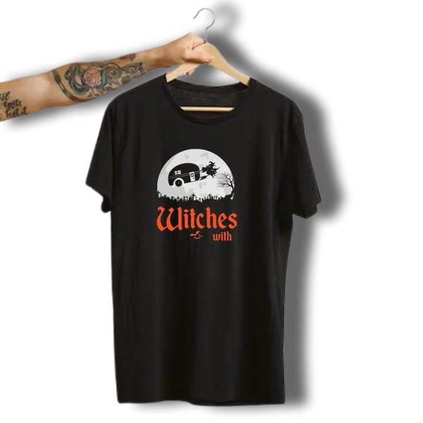 Witches With Hitches Camping Halloween Moon Scene T Shirt 1 t shirt 1