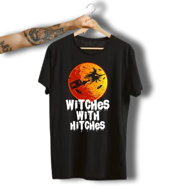 Witches With Hitches Halloween Moon And Bats T Shirt 1 t shirt 1