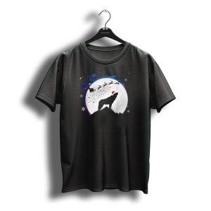 Wolf Santa Hat Full Moon Christmas Night T-Shirt