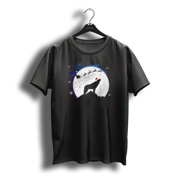 Wolf Santa Hat Full Moon Christmas Night T Shirt t shirt 1