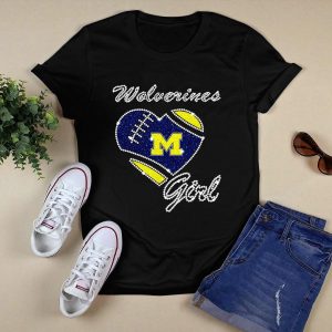 Wolverines Girl Heart Football M Michigan Wolverines T-Shirt