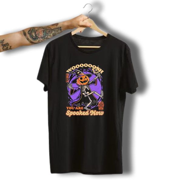 Woooooosh You Are Spooked Now Pumpkin Wizard Skeleton Halloween T Shirt t shirt 1