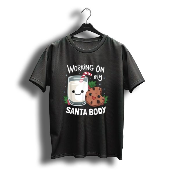 Working On My Santa Body Milk And Cookie Christmas Stocking Stuffer T Shirt t shirt 1