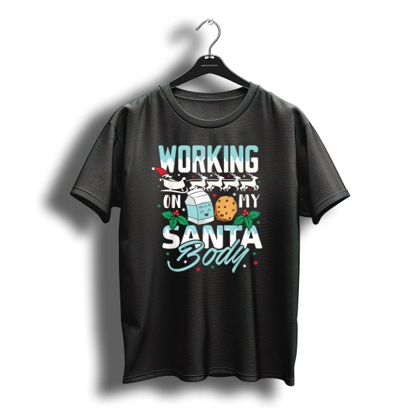 Working On My Santa Body Reindeer Milk Cookie Christmas T Shirt t shirt 1