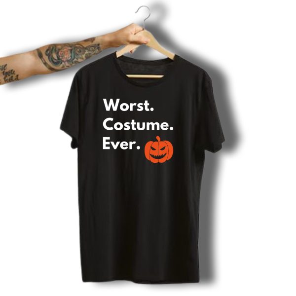 Worst Costume Ever Funny Halloween Pumpkin Face T Shirt t shirt 1