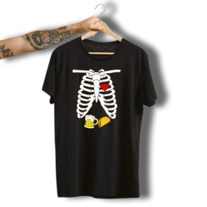 X Ray Skeleton Heart Beer Taco Halloween Dad T-Shirt