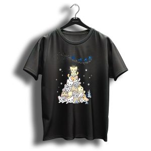 Xmas Cats Christmas Tree With Lights And Snowflakes Featuring Santas Sleigh T Shirt