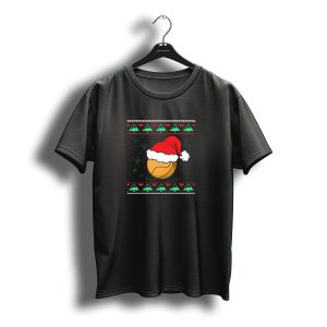 Xmas Christmas Ugly Sweater Santa Hat Basketball T-Shirt