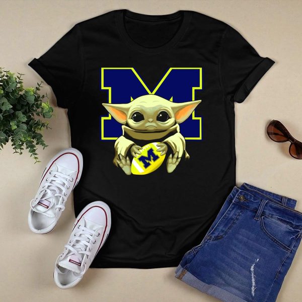 YODA BABY MICHIGAN WOLVERINES FOOTBALL T Shirt Black 1
