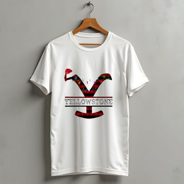 Yellowstone Christmas Santa Hat Lights Buffalo Plaid T Shirt 1 t shirt 1