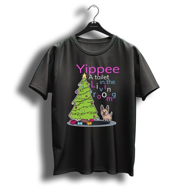 Yippee A Toilet In The Living Room Funny Dog Christmas Tree T Shirt 1 t shirt 1