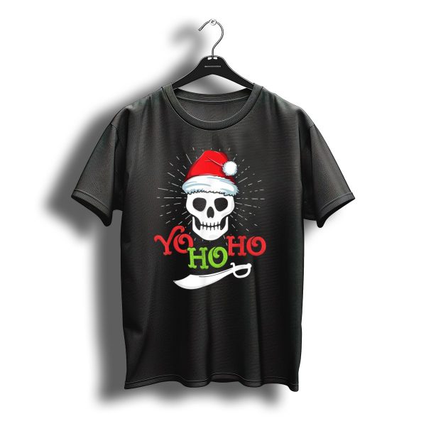 Yo Ho Ho Pirate Christmas Skull Santa Hat Holiday Fun T Shirt t shirt 1