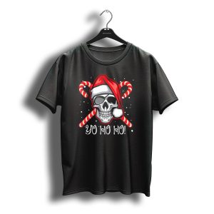 Yo Ho Ho Santa Pirate Christmas Skull Candy Canes T-Shirt