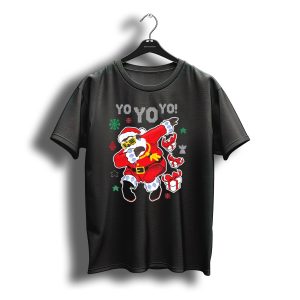 Yo Yo Dabbing Black Santa Claus Christmas Presents T-Shirt