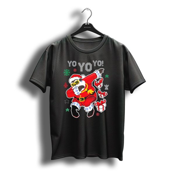 Yo Yo Dabbing Black Santa Claus Christmas Presents T Shirt t shirt 1