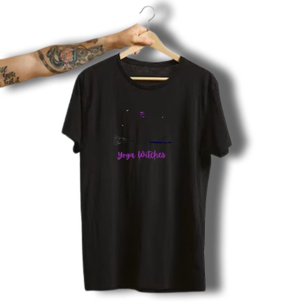 Yoga Witches Halloween Namaste Meditate Bats Cat Broomstick T Shirt t shirt 1