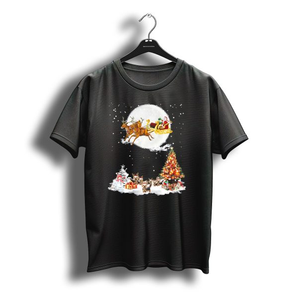 Yorkie Christmas Santa Sleigh Reindeer Xmas Tree Snowman T Shirt t shirt 1