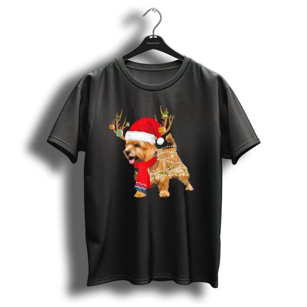 Yorkies Antler Lights Santa Hat Holiday Winter Christmas T Shirt 1 t shirt 1
