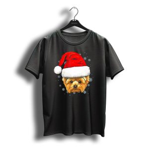 Yorkshire Terrier Santa Hat Christmas Snowflake Holiday Magic T-Shirt