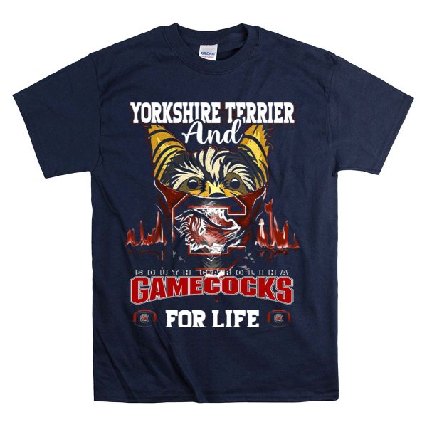 Yorkshire Terrier and South Carolina Gamecocks for Life T Shirt 1 Navy