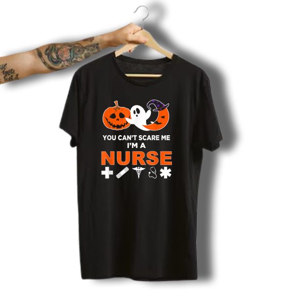 You Cant Scare Me IM A Nurse Halloween Pumpkin Ghost Moon Symbols T Shirt t shirt 1
