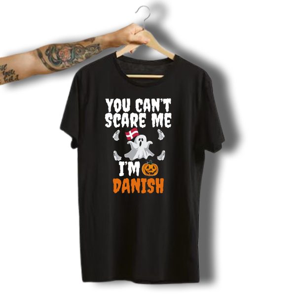 You Cant Scare Me Im Danish Ghost With Denmark Flag Pumpkin Halloween T Shirt t shirt 1 1