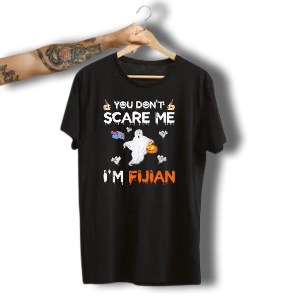 You Dont Scare Me IM Fijian Ghost With Fiji Flag And Halloween Pumpkin T Shirt t shirt 1
