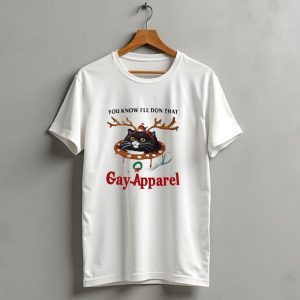 You Know Ill Do That Gay Apparel Christmas Cat In Reindeer Antlers Cup T Shirt