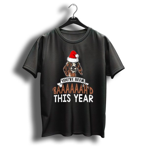 Youve Been Baaahd This Year Funny Christmas Goat Santa Hat T Shirt 1 t shirt 1