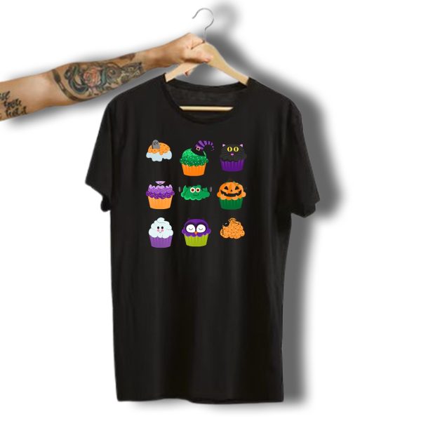Yummy Halloween Cupcakes Witch Cat Owl Pumpkin Monster Bat Ghost Spider Rip T Shirt 1 t shirt 1