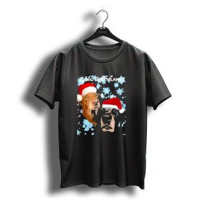 Zawg And Schlawg Christmas Dogs With Santa Hats And Snowflakes T-Shirt