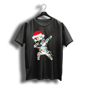 Zebra Dab Santa Hat Wrapped In Christmas Lights T-Shirt