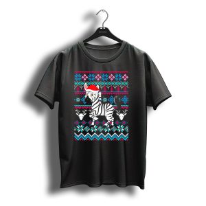 Zebra Santa Hat Ugly Christmas T-Shirt
