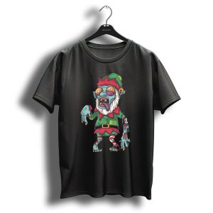 Zombie Christmas Elf Funny Cartoon Holiday T-Shirt