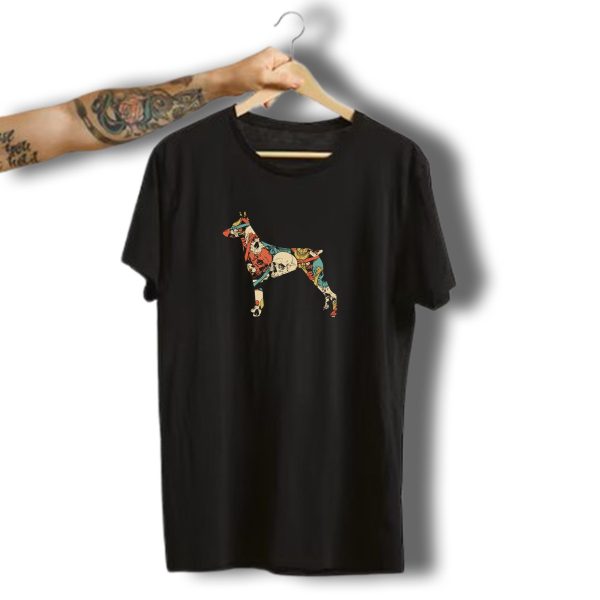 Zombie Doberman Pinscher Skull Halloween Funny Cut Retro T Shirt t shirt 1