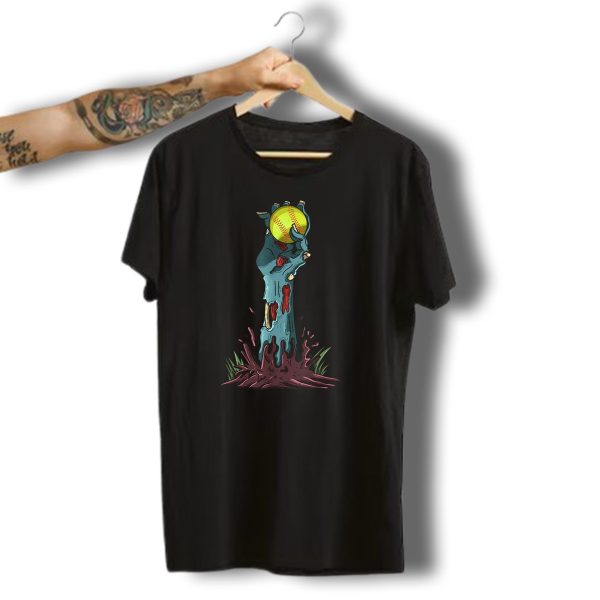 Zombie Hands Rising With Softball For Funny Halloween Horror Scary T Shirt t shirt 1 1