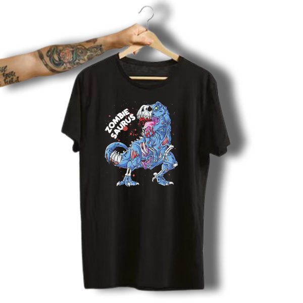 Zombie Saurus Halloween Kids Dinosaur Skeleton Blue T Shirt 1 t shirt 1
