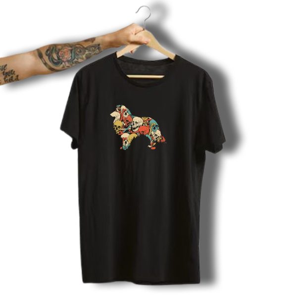 Zombie Shetland Sheepdog Skull Halloween Funny Cut Skulls T Shirt t shirt 1