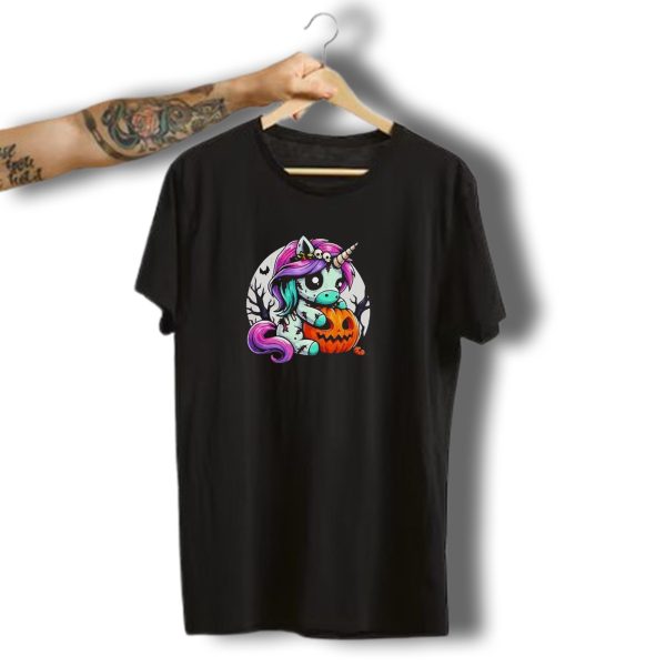 Zombie Unicorn Halloween Cute Punk Rock Gothic Pumpkin T Shirt t shirt 1