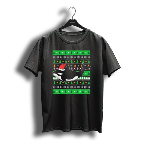 Zookeeper Orca Ugly Christmas Sweater Santa Hat Snowflakes Trees T Shirt t shirt 1