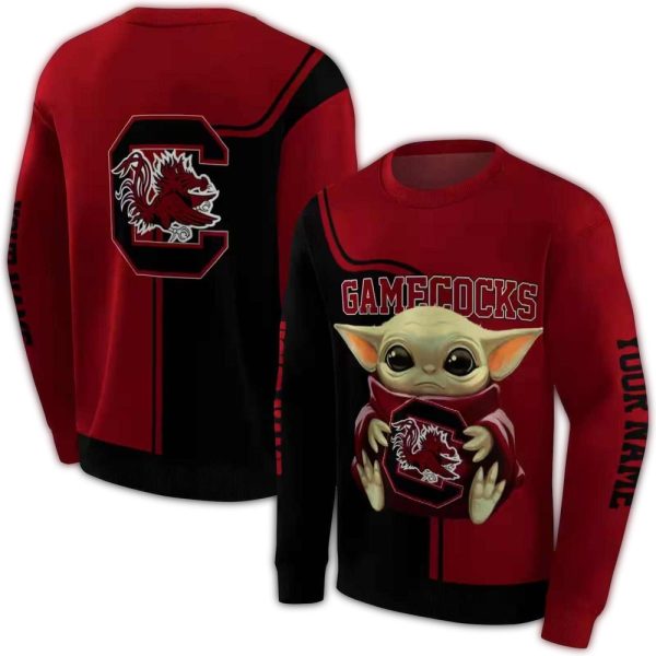 custom south carolina gamecocks baby yoda garnet black hoodie premium grade