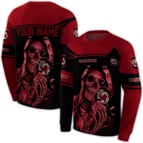 custom south carolina gamecocks grim reaper garnet black hoodie premium grade