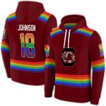 Personalized South Carolina Gamecocks Rainbow Stripes Garnet All-Over Print Hoodie
