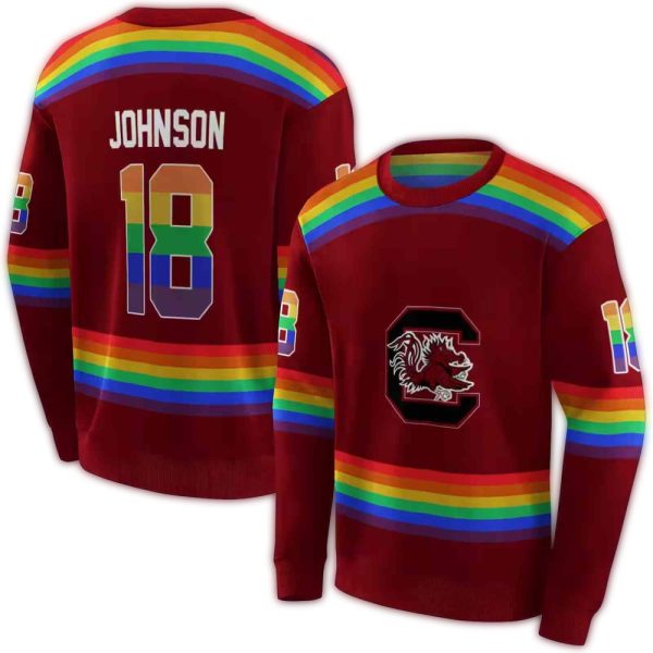 custom south carolina gamecocks rainbow stripes garnet hoodie premium grade