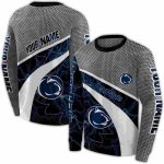 Personalized Penn State Nittany Lions Hexagonal Mesh Blue Black Gray All-Over Print Sweatshirt