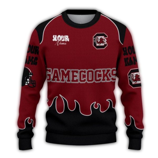 customized-south-carolina-gamecocks-flame-border-garnet-sweater-best-selling customized south carolina gamecocks flame border garnet sweater best selling