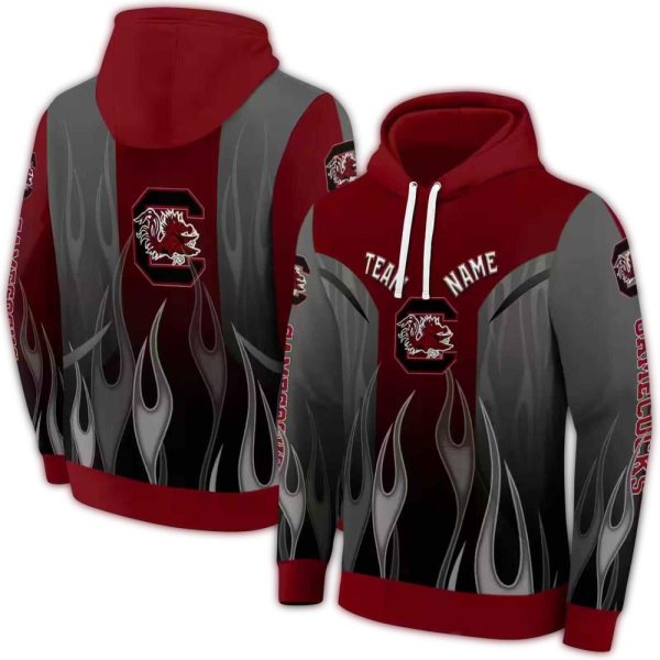 customized south carolina gamecocks flame design garnet hoodie fashion forward