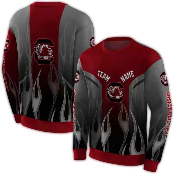 customized south carolina gamecocks flame design garnet hoodie premium grade