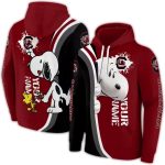 Personalized South Carolina Gamecocks Peeking Snoopy Garnet All-Over Print Hoodie