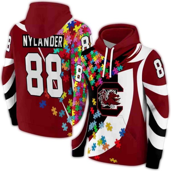 customized-south-carolina-gamecocks-puzzle-pieces-garnet-hoodie-fashion-forward customized south carolina gamecocks puzzle pieces garnet hoodie fashion forward